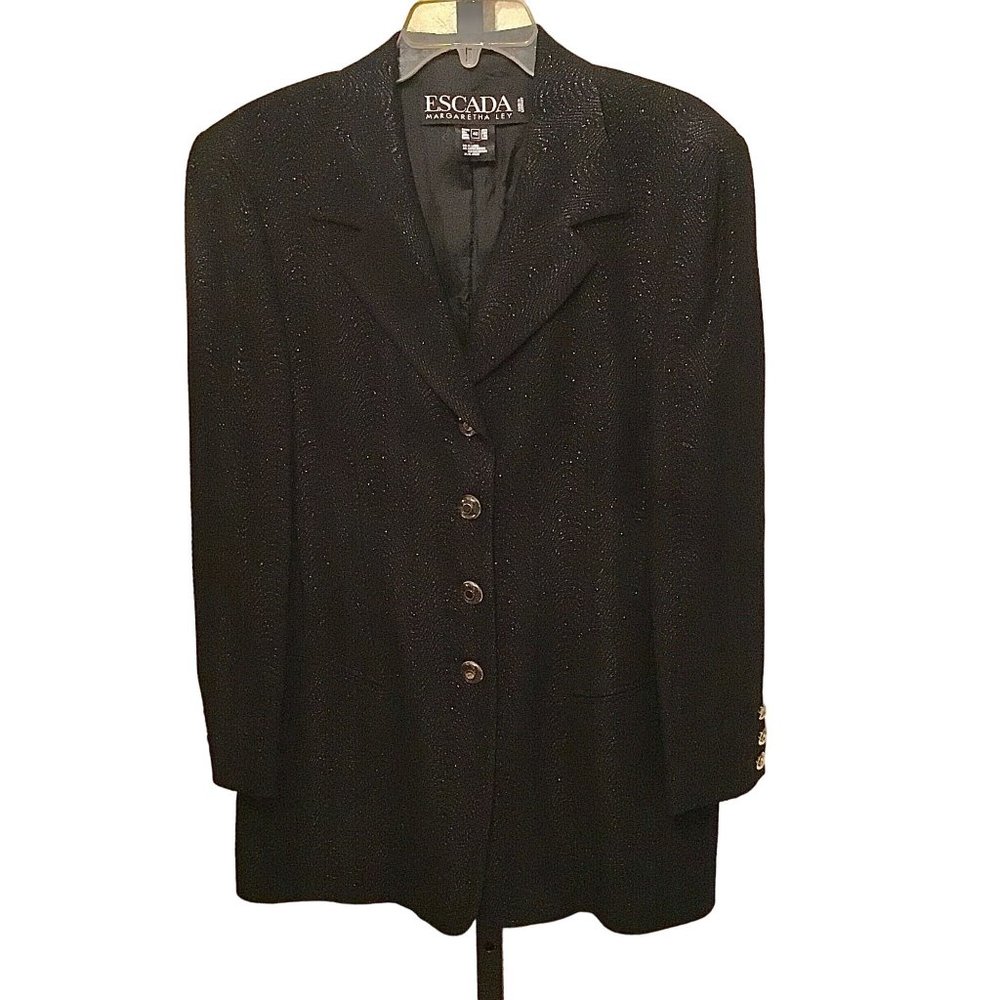 Vintage Escada Womens Margaretha Ley Suit Jacket Sparkle Glitter Texture Sz 40